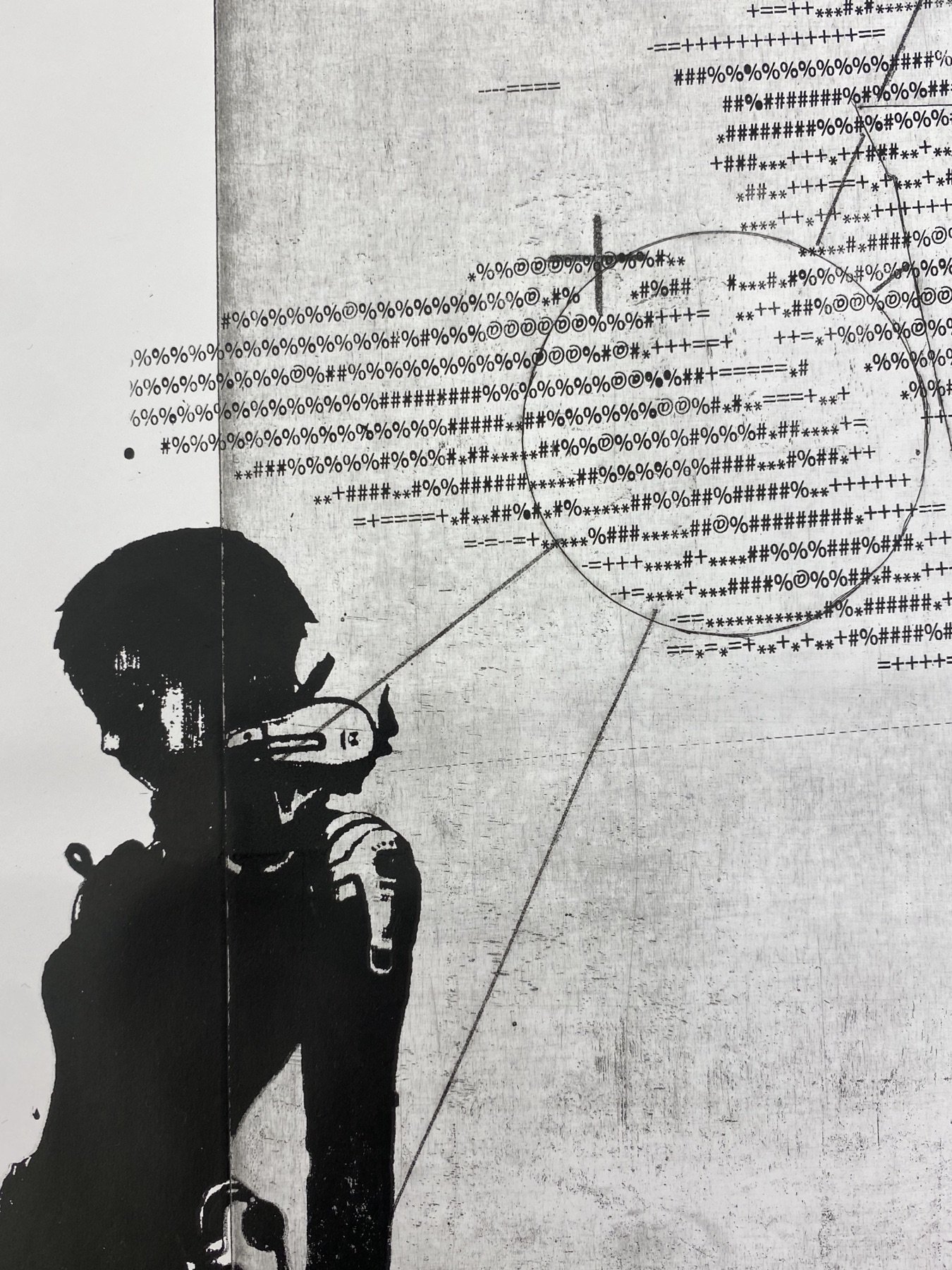 Etching and screen print on the body in motion